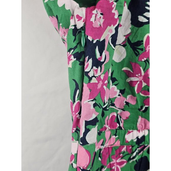 J.Crew Women's Dress Size 00 Green Floral Ruffle Sleeveless Midi Dress Spring - Picture 10 of 16